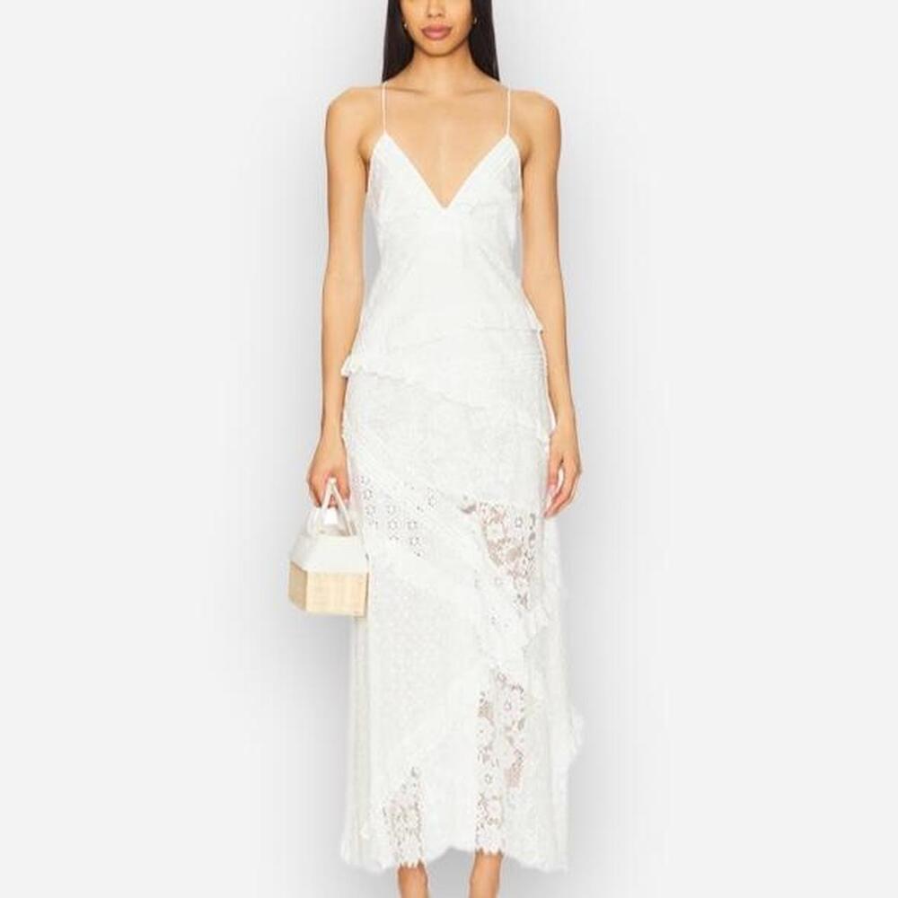 For love and lemon ( from revolve ) White lace maxi dress with floral embroidery